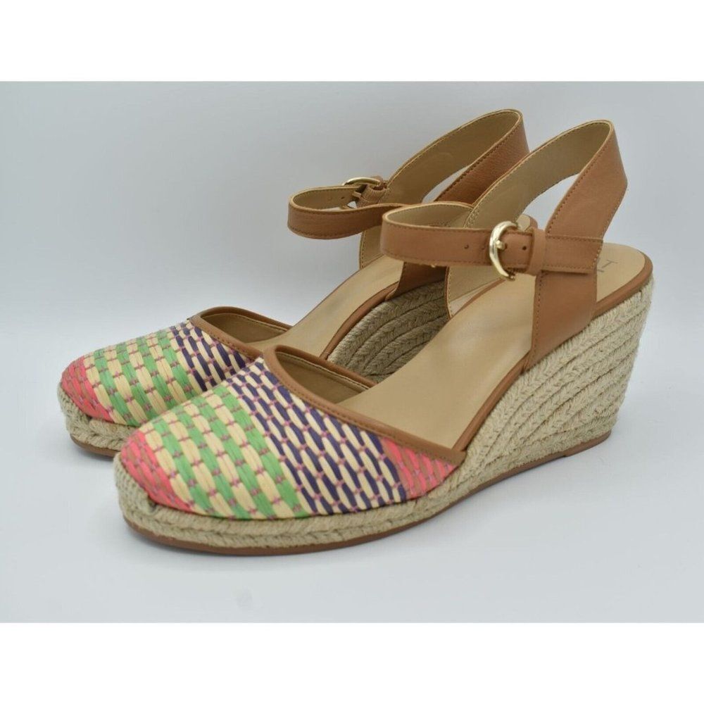 Naturalizer Womens Size 9.5 Phebe Espadrille Multicolor Leather Wedge Sandal